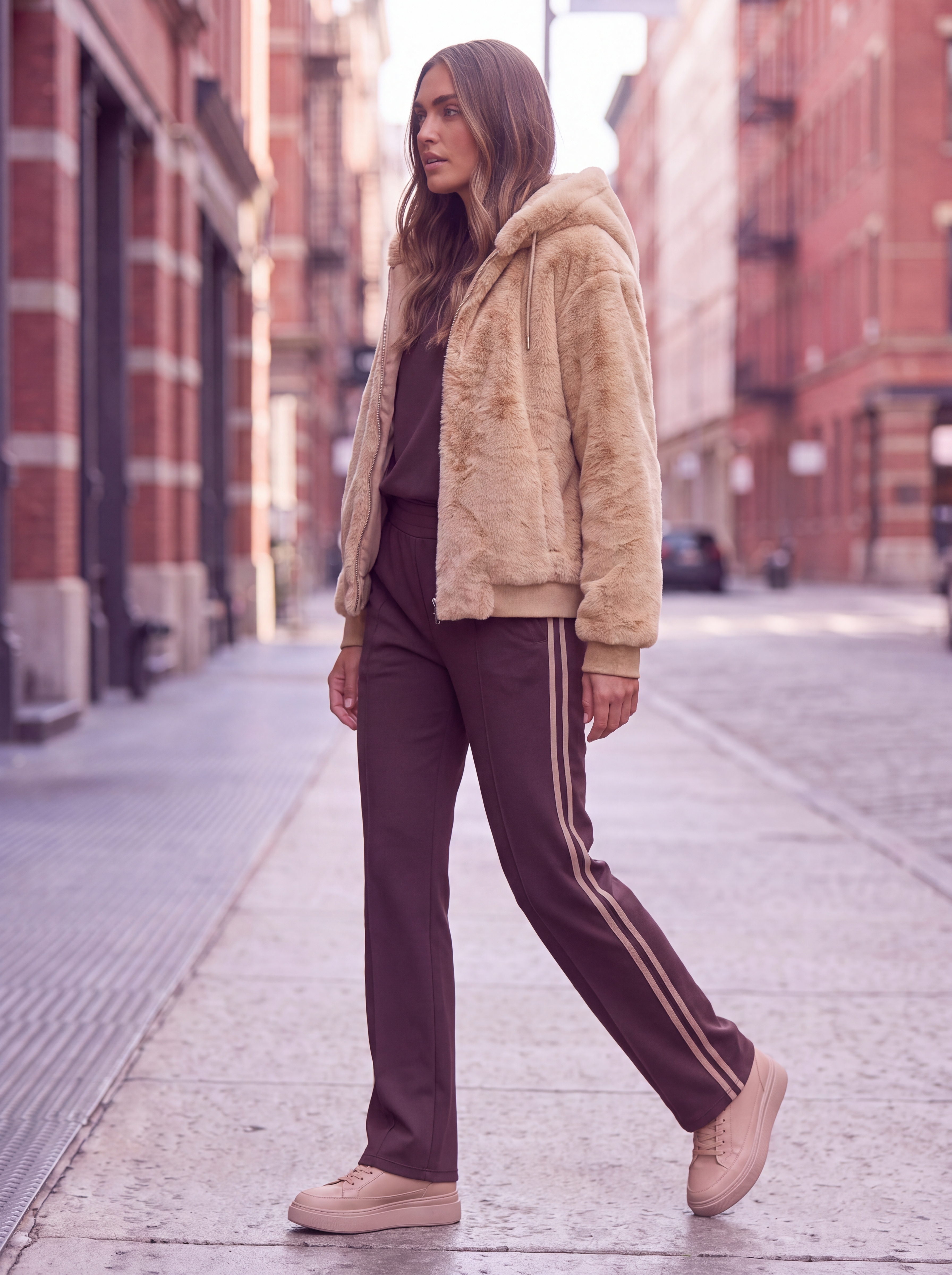 Dámska kožušinová bunda s kapucňou BROADWAY NYC FASHION ECRU - Béžová s.WEAR 3